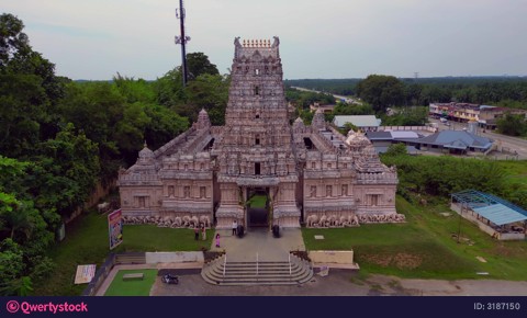 Sri Shakti Dhevasthanam temple architecture Malaysia. Great aerial view drone video 3187150