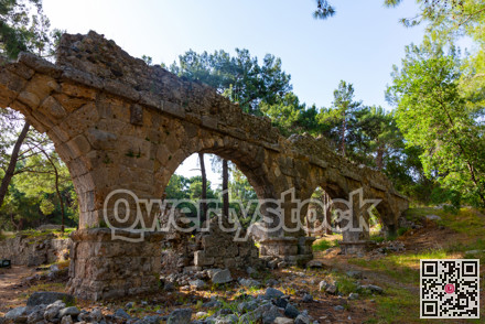 Fragment of Roman aqueduct of ancient Lycian Mediterranean port of Phaselis, Turkey
