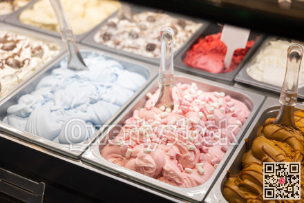 Ice cream tray in cafeteria display case