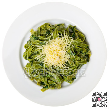 Vegetable paste with green onions and pesto sauce, parmesan and basil closeup