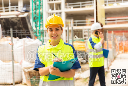 Girl engineer checking work process