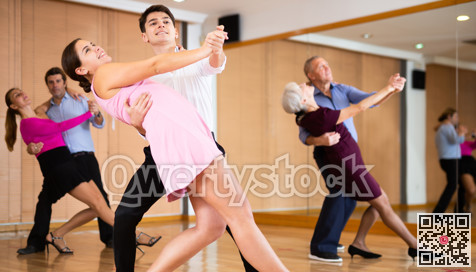 young woman with partner dance waltz