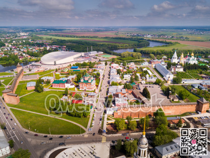 Picturesque view from height of the Kolomna Kremlin. Kolomna city.