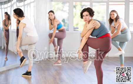 Group of women dancing hip hop in studio