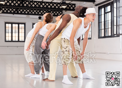 Group of artists demonstrating art performance