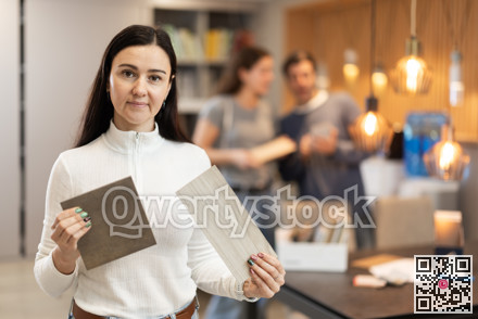 General manager of the salon offers options for finishing furniture