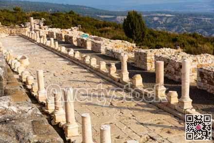 Preserved colonnade of Agora in ancient settlement of Kibyra in Turkey
