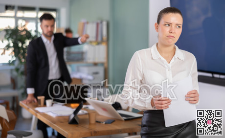 Male boss yells and throws an errant employee out of office