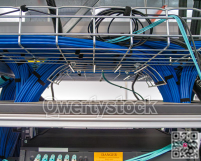 Copper cable infrastructure mounted on the metal wired trays