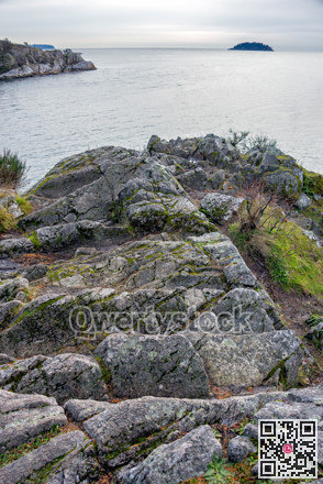 Seascape of Pacific ocean from rock shore in British Columbia