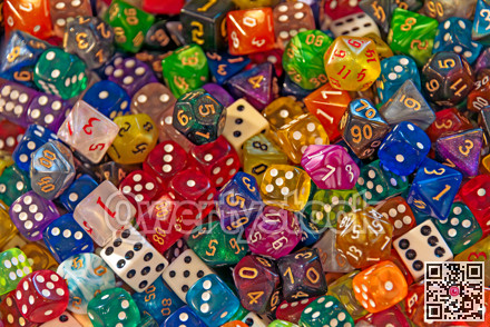Tiny colorful dices for playing games